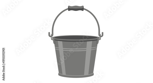 Gray metal bucket with handle.