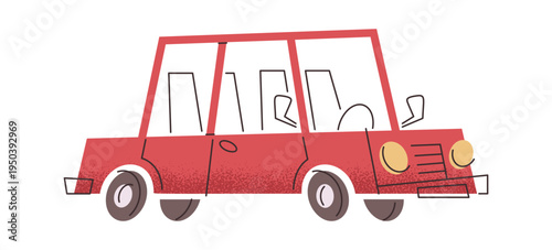 Parked red car side view