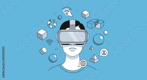 Person Wearing Virtual Reality Headset.