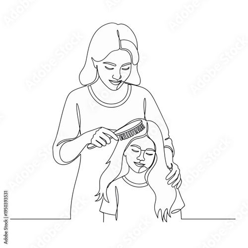 Woman brushing another woman s long hair with a comb
