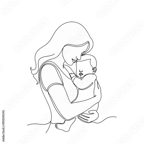 Mother tenderly holding and kissing her baby in a loving embrace
