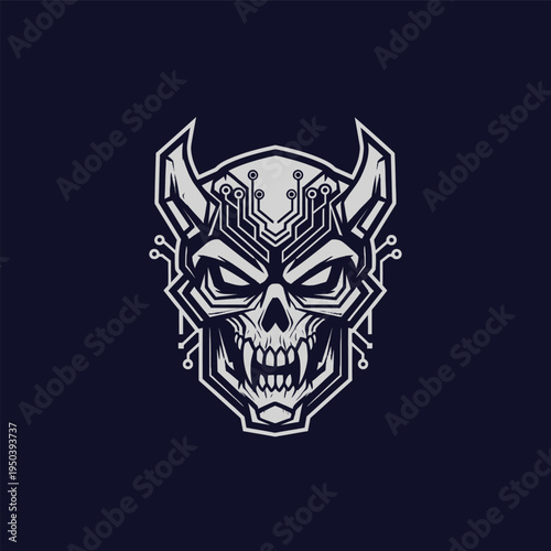 Cyber Skull Graphic Design Element.
