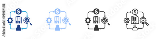 Company structure icon set multiple style collection