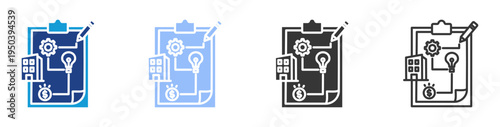 Corporate strategy  icon set multiple style collection	
