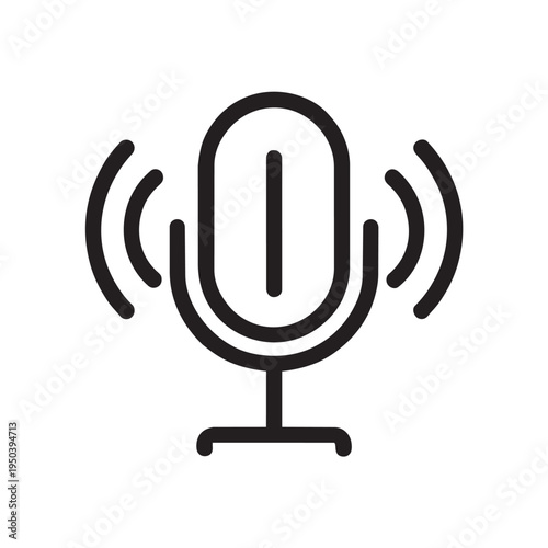 Audio recording microphone icon | broadcasting and podcast outline vector graphic