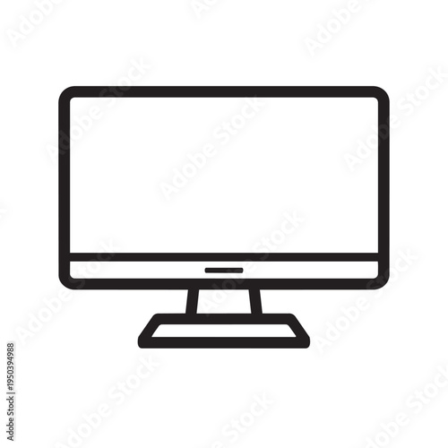 Blank computer monitor screen icon | minimalist technology display outline vector
