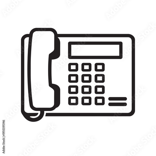 Minimalist outline landline telephone icon for communication and contact designs