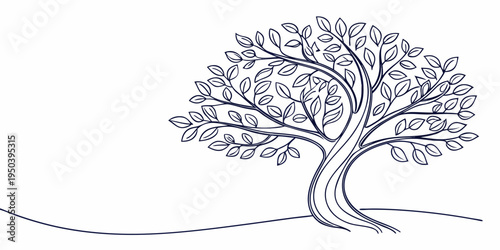 A beautifully illustrated tree with intricate branches and roots on a white background