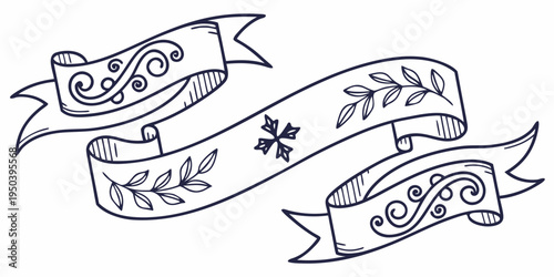 Elegant and intricate ribbon designs with ornate patterns and floral motifs