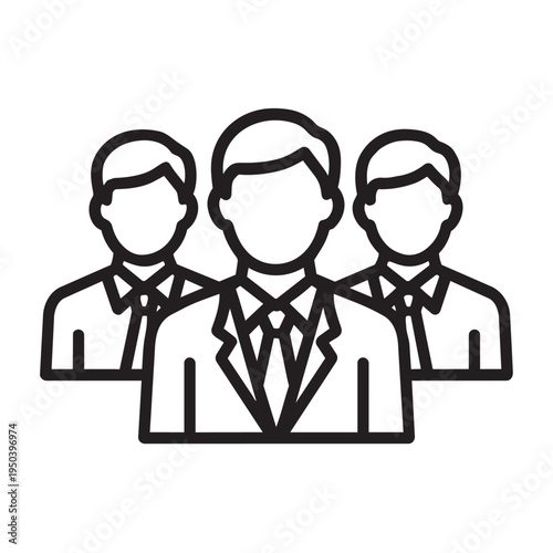 Outline group of business people icon for teamwork and community profile
