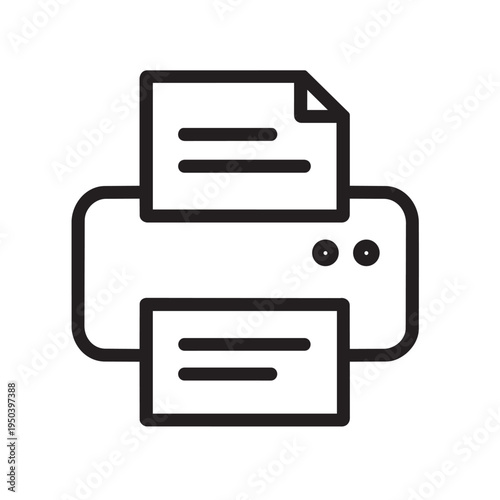 Modern printer icon with document output for office and technology concepts