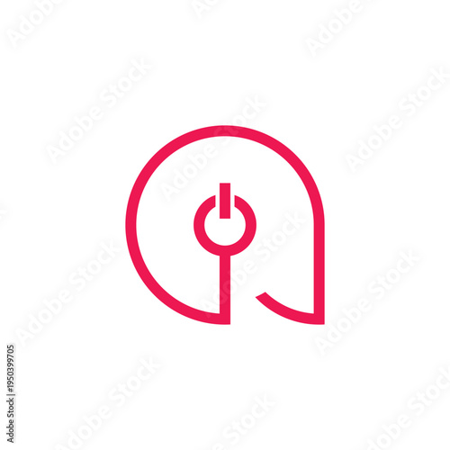 letter a round simple geometric power button logo vector