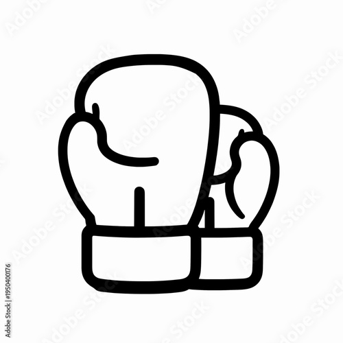 Minimalist flat vector illustration of a single professional black and white boxing glove for a male or female athlete, combat sports equipment for fitness training, isolated on white background.
