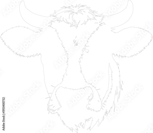 Shaggy Horned Cow Silhouette Front Portrait Graphic Farm Livestock Bovine Ranch Logo Design high resolution photo