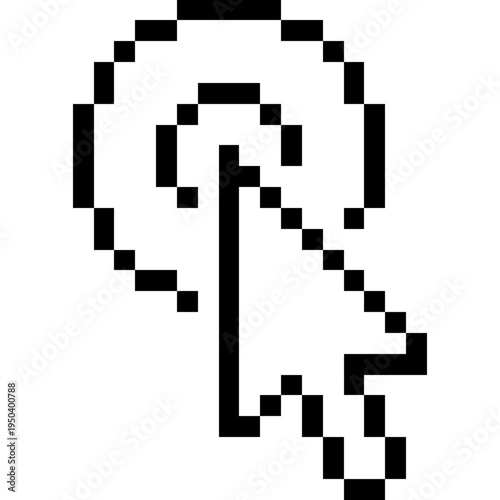 Mouse cursor arrow, Pixel Art Mouse Cursor Click Pointer Icon, 8-Bit Computer Arrow Hand