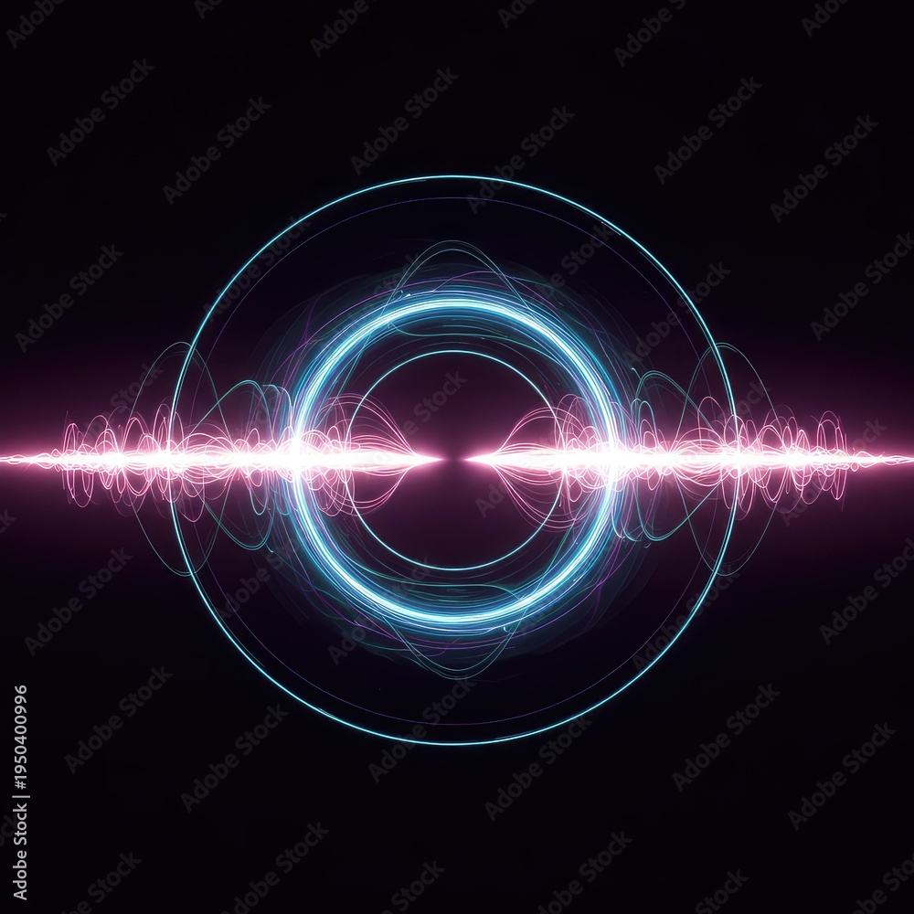 Obraz premium Hypnotic abstract visualization of energy resonance, frequency waves, and sympathetic vibration in vibrant light tones, flowing, loop, color