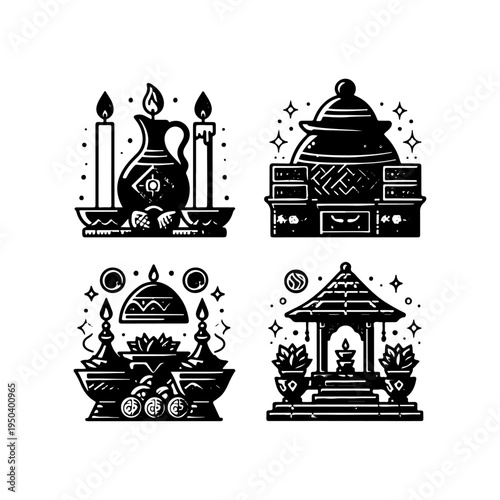 Decorated Altar with Flowers Icon – Sri Lanka New Year Festiva