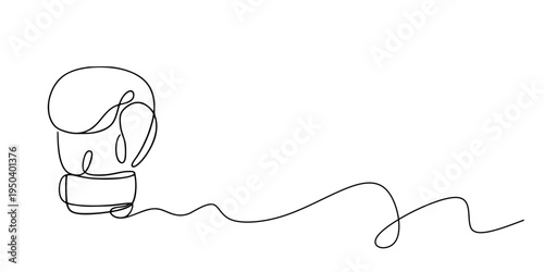 Person Holding Cup Line Art, Minimalist continuous-line drawing of a person holding a cup, possibly drinking, created with a single unbroken line to emphasize simplicity and abstract elegance