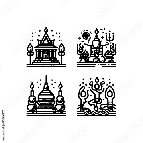 Monks Receiving Offerings Icon – Thingyan Water Festival