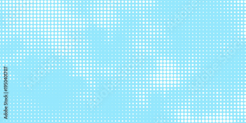 Dotted comic cloud background. White halftone clouds in sky. Pop art heaven wallpaper for banner, brochure, collage, poster, leaflet. Pixelated smoke, smog or fog texture. Vector illustration