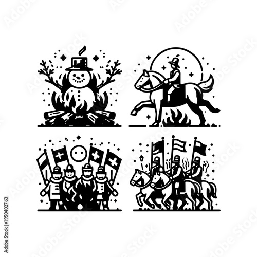 Traditional Guild Flags Icon – Sechseläuten Festival Switzerland