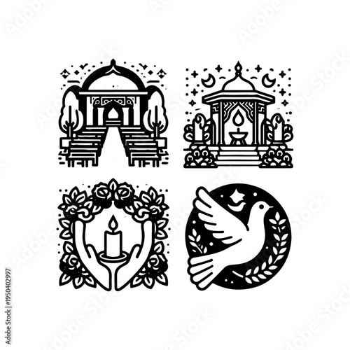 Prayer Book and Candle Icon – Ridván Festival Spiritual Symbol