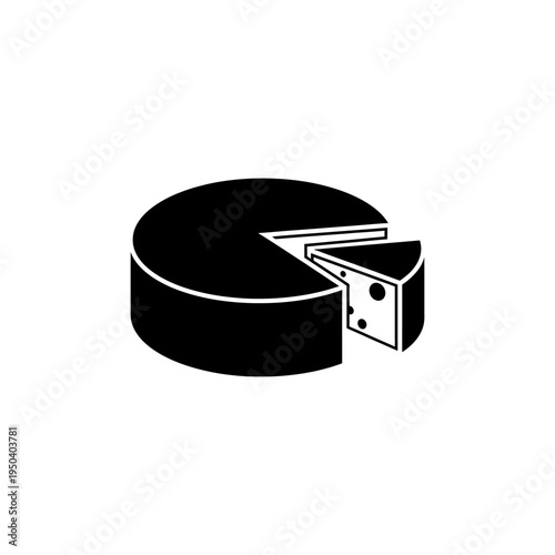 black solid silhouette icon of cheese block with triangular slice