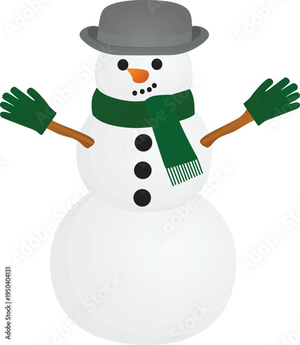 Snowman with hat and scarf. vector illustration