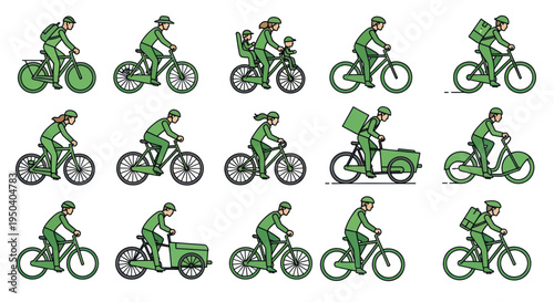 Diverse People Riding Bicycles, Eco-Friendly Transport and Active Lifestyle