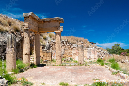 Solunto, Sicily:  columns and ruins of the Gymnasium in this famous old phoenician town near Palermo