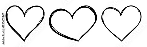 Heart set with continuous thin contour love shape drawing featuring heart, love symbol, romance with greeting card and web banner