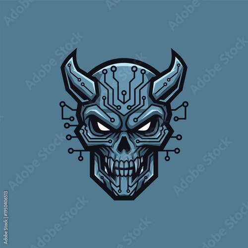 Cyberpunk Devil Skull Circuit Board.