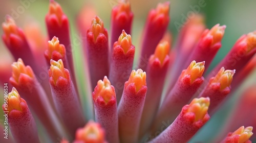 Vibrant red tulip flowers blooming in spring with green background nature