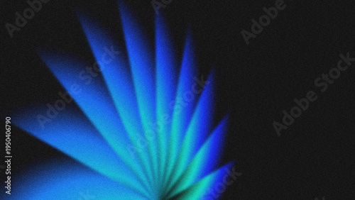 Fotografie Abstract blue and green light rays radiating symmetrically on a black background, vibrant gradient energy beams ideal for digital art, design, and modern backgrounds