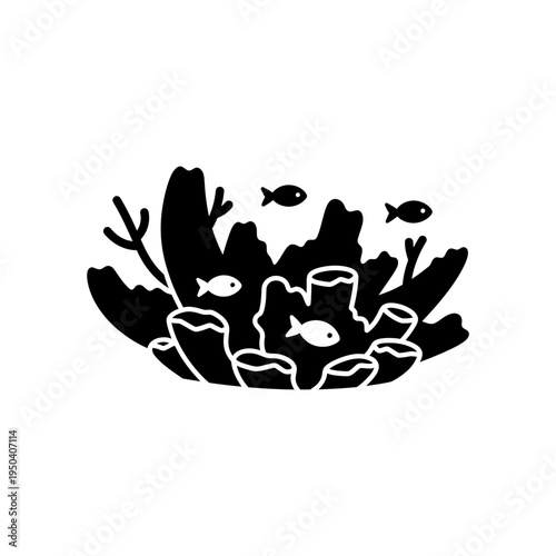 black solid silhouette icon of damaged coral reef symbolizing reef protection awareness