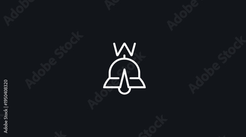 Minimalist line art illustration featuring a bell shape on a dark background