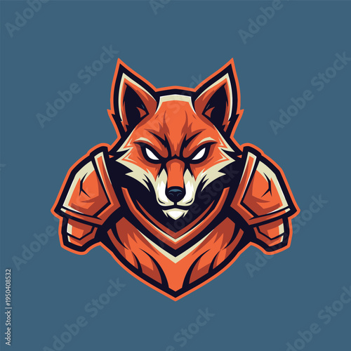 Cartoon fox wearing armor head.