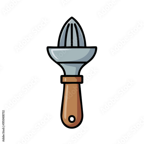 Colorful cartoon illustration of manual fruit juicer