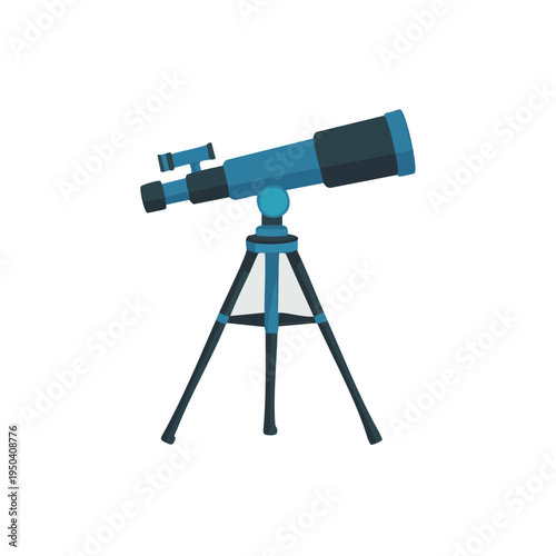 Blue telescope on tripod stand illustration astronomy tool