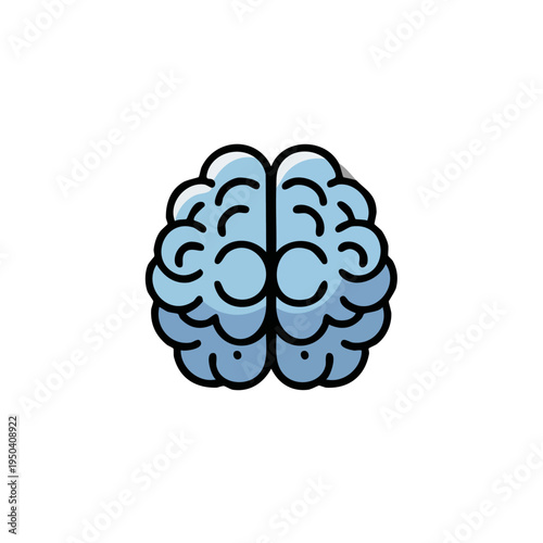 blue cartoon brain illustration with black outline