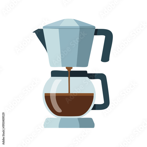 Flat design coffee maker pouring coffee illustration