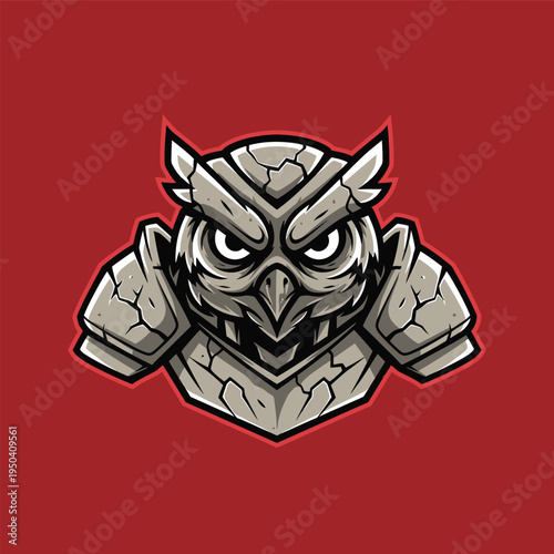 Gray stone owl head bust sculpture.