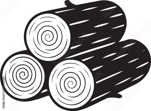 Stack of firewood logs isolated on transparent background vector illustration wood pile rustic natural material