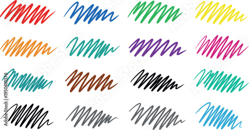 A collection of colorful scribbles on transparent background