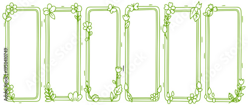 Elegant green floral frames for photo or text on white background