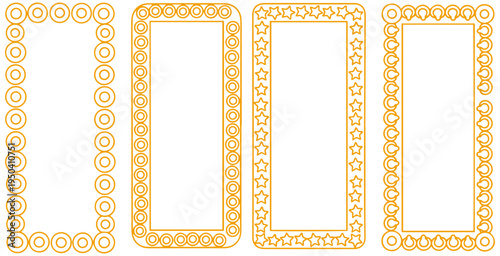 Elegant golden frame with decorative circular patterns