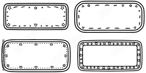 Set of decorative rectangular frames with various patterns and borders