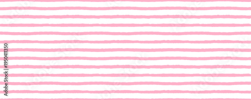 Watercolor baby stripe pattern with soft pink wave line stripes on white background, seamless hand painted texture. Perfect for nursery fabrics and beach tablecloth design