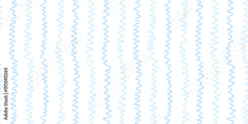 Watercolor baby stripe seamless pattern with light blue vertical wave lines on white, pastel hand painted texture. Baby stripe watercolor pattern for nursery fabric or tablecloth. Drag to swatches.
