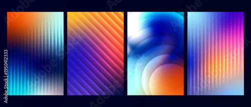 Collection of colorful abstract gradient backgrounds with modern geometric patterns.